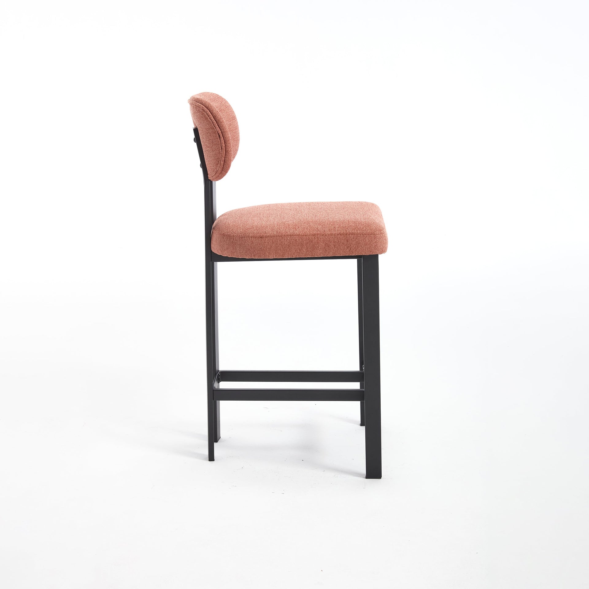 Bar Stools Set of 2, 26 inch Modern Upholstered Fabric Counter Height Barstools, Kitchen Island Chairs with Black Metal Legs for Dining Room/Kitchen Island/Bar