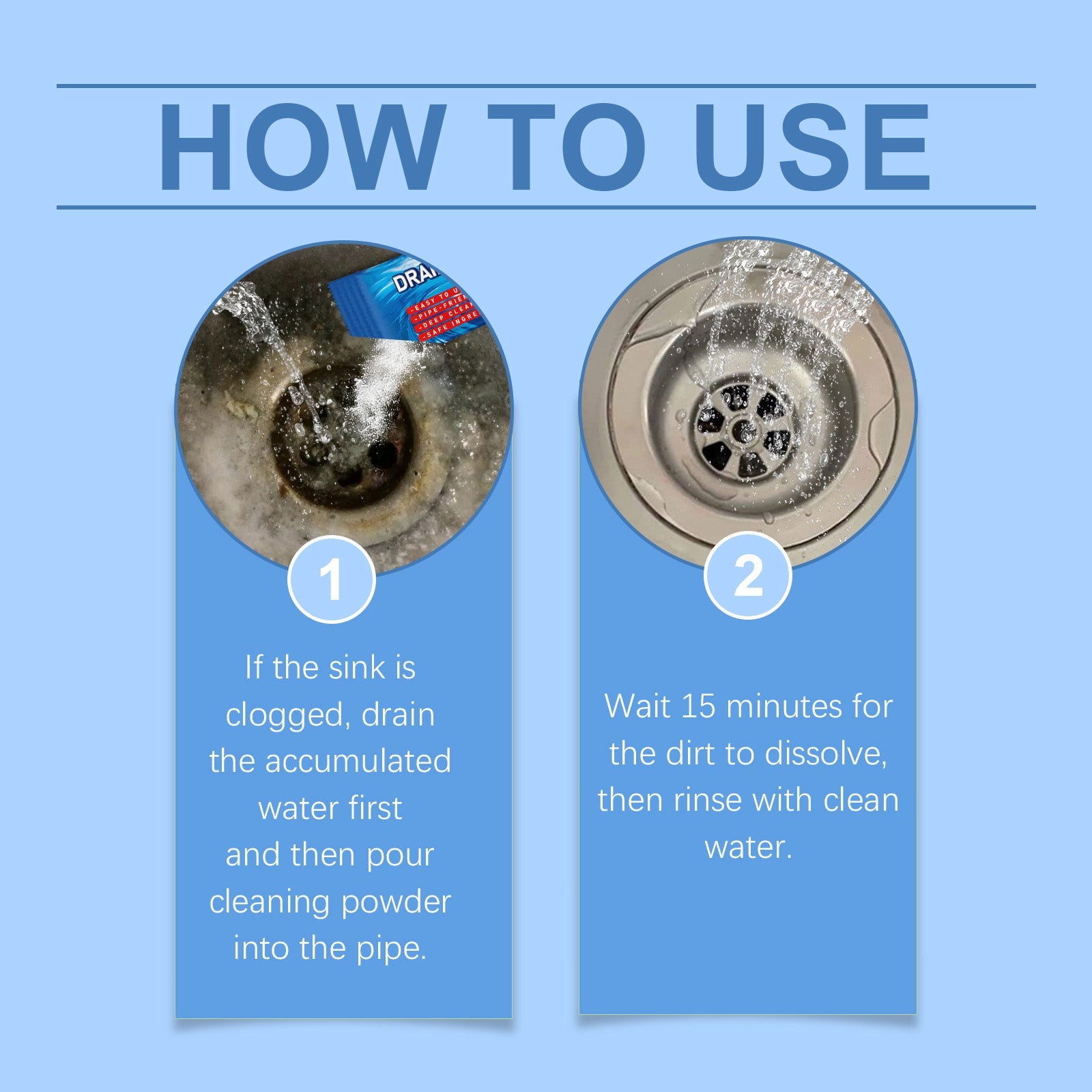 Pipe Dredging Cleaning Powder Clean Dissolves Drain Pipe Powder Oil, Clogs And Deodorizes