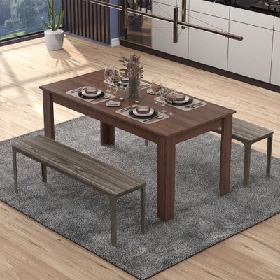 63 Inch Rectangular Modern Dining Kitchen Table-Walnut