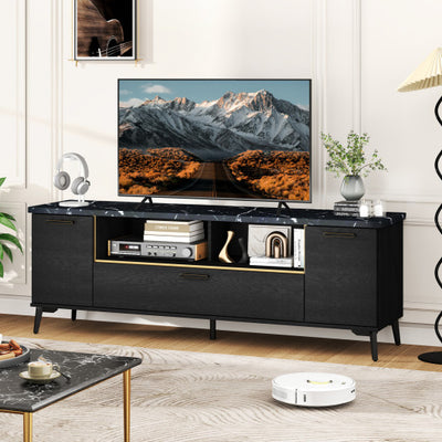 63 Inch TV Stand with Flip Door Cabinet for TVs up to 75 Inch-Black