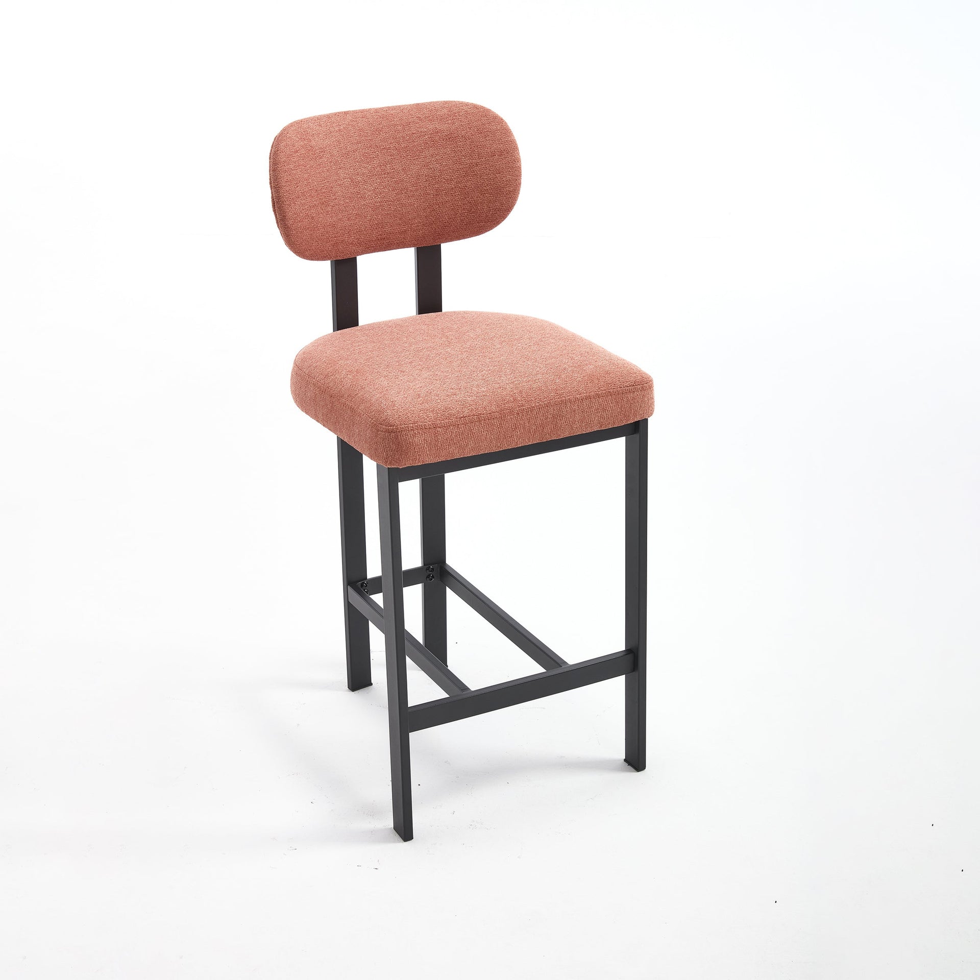 Bar Stools Set of 2, 26 inch Modern Upholstered Fabric Counter Height Barstools, Kitchen Island Chairs with Black Metal Legs for Dining Room/Kitchen Island/Bar