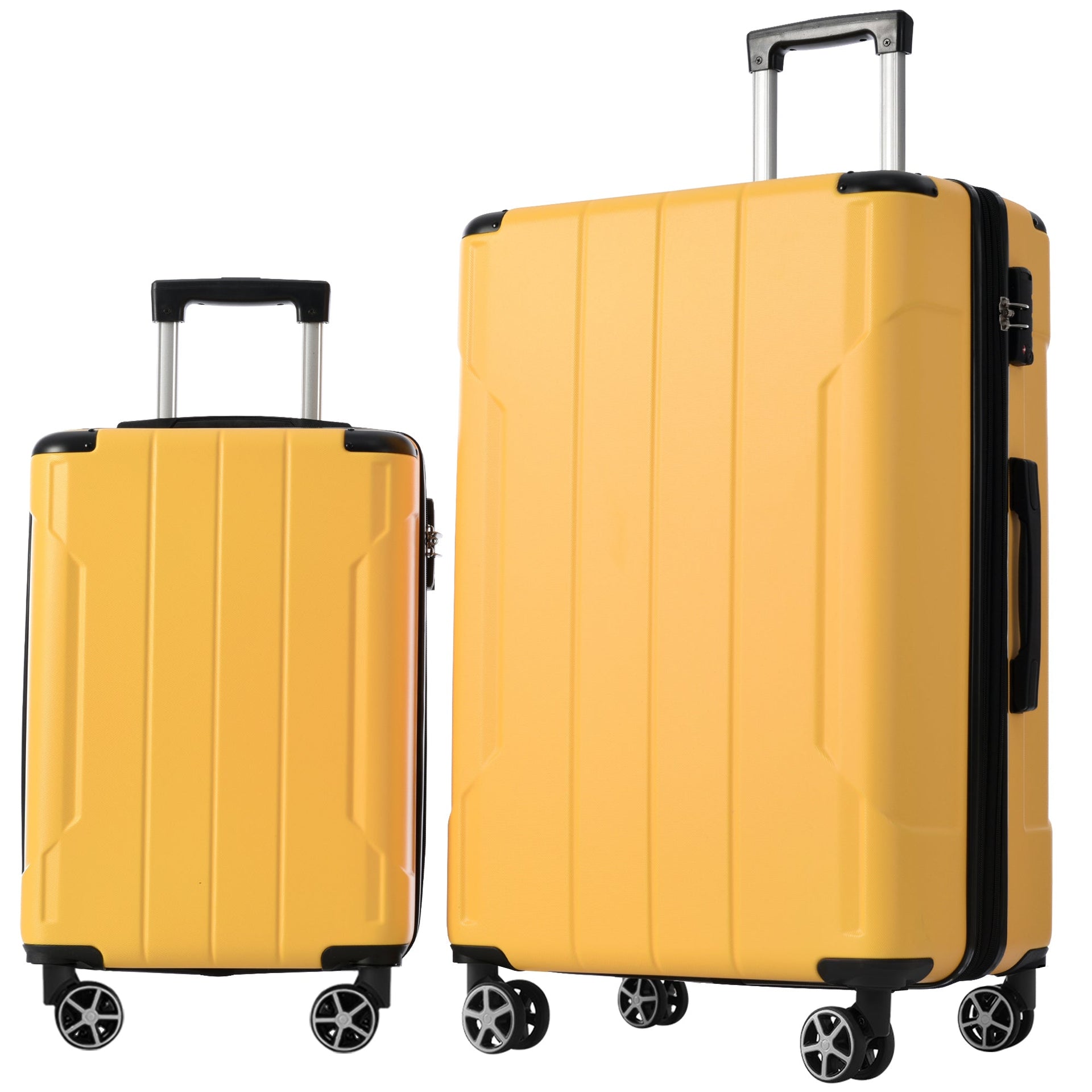 Luggage Sets 2 Piece, Hardshell ABS Lightweight and Expandable(only 28') Suitcases with Double Wheels, Carry-on Luggage, 2-Piece Set (20/28), Yellow