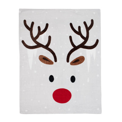Christmas Throw Knit Ribbed Flannel 48X60 Reindeer Blanket