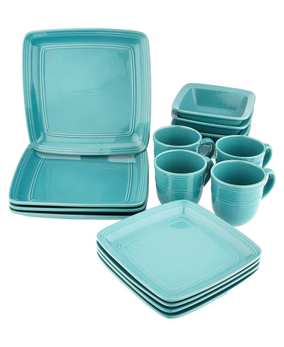 Madelyn Turquoise Square 16-Piece Dinner Set