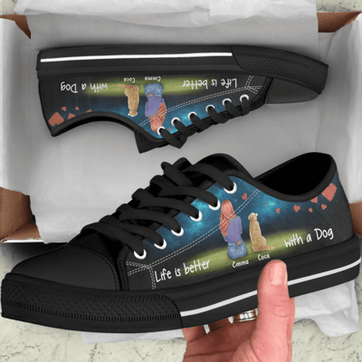 Personalized Girl and Dog Sneakers - Girl with up to 3 Dogs - NLWVKS