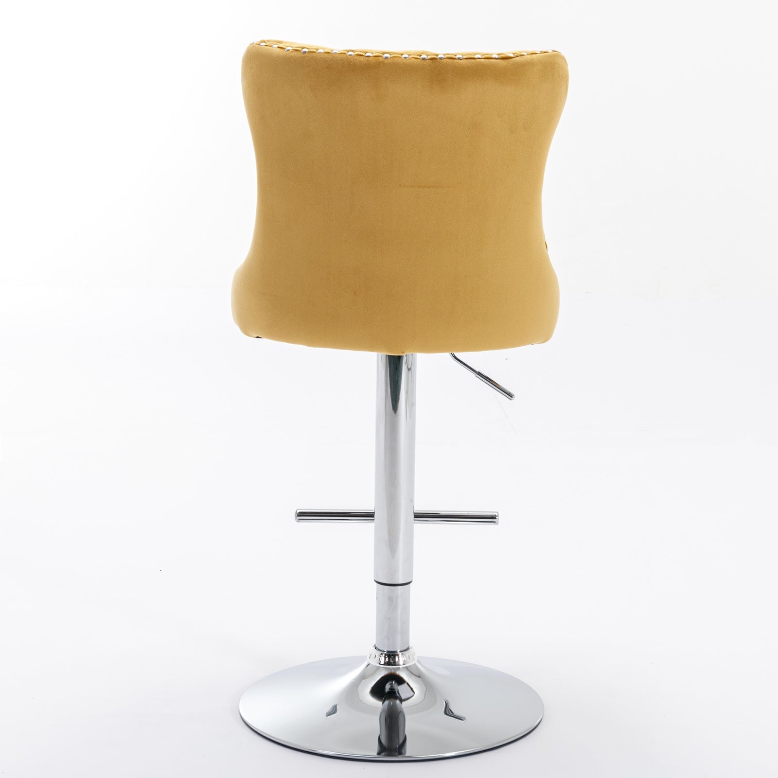 25-33 Inch, Modern Upholstered Chrome base Bar Stools with Backs Comfortable Tufted for Home Pub and Kitchen Island(Gold,Set of