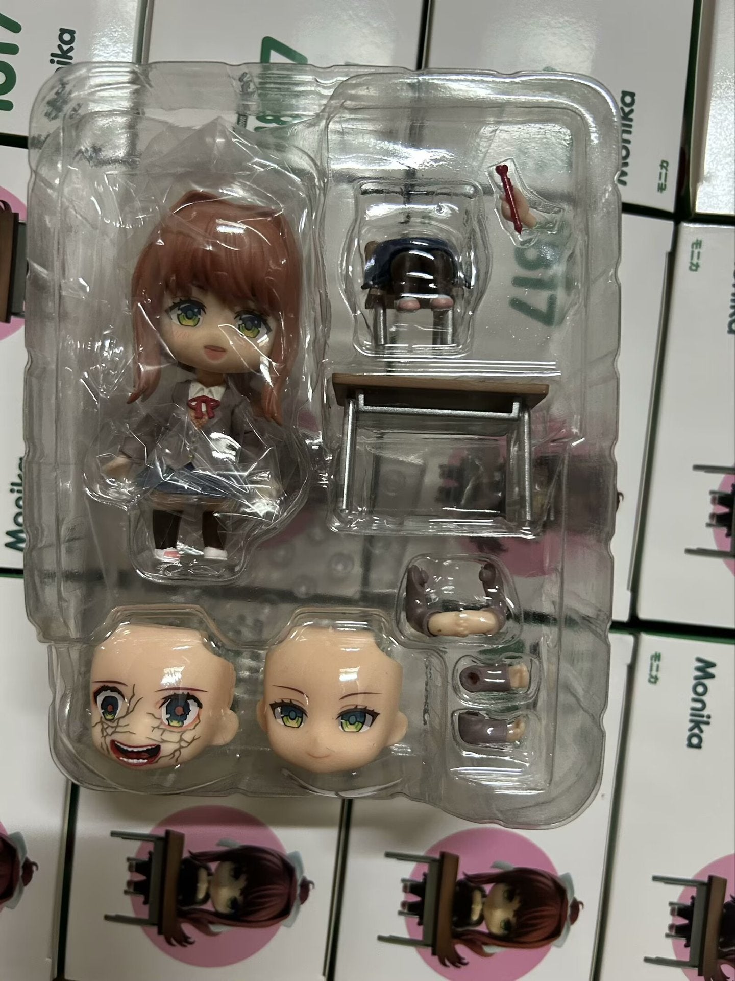 Q-version Clay Man Heartbeat Literary Department Monica Face Changing Mobile Anime Handmade Model Doll