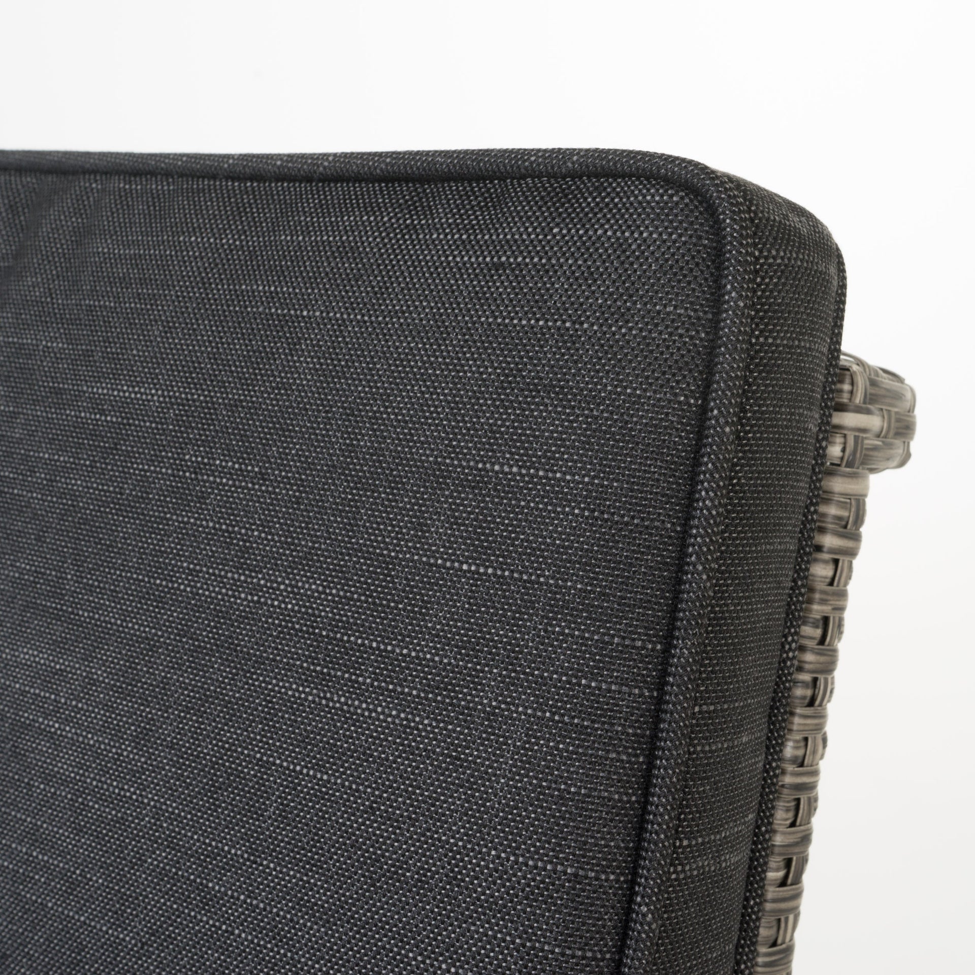 30' Outdoor PE Rattan Swivel Barstool with Water Resistant Cushion, Mixed Black Wicker, Dark Grey Cushion