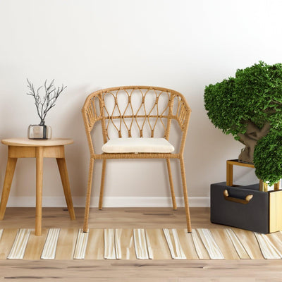 Outdoor dining set of 5 simple bamboo dinning table PE ratten round table 110CM plastic wood top