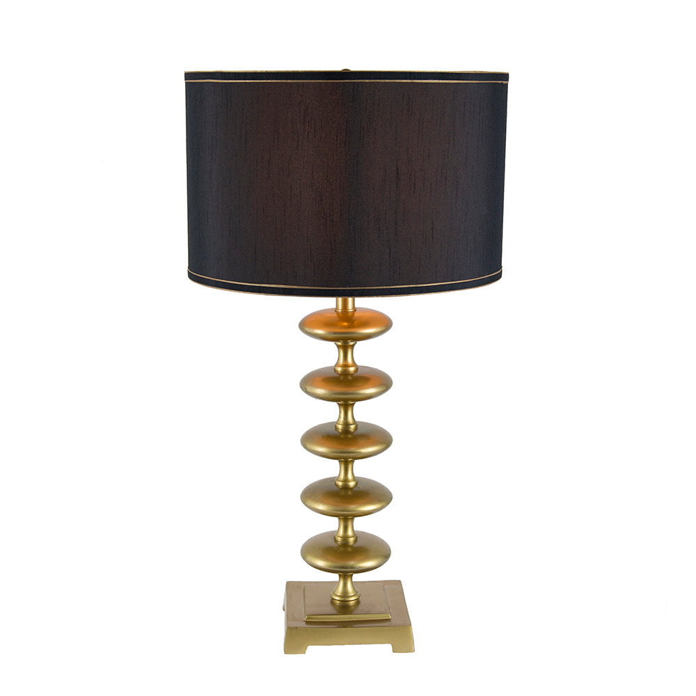 16x16x29.8' Gold and Black Table Lamp with Contemporary Disc Design