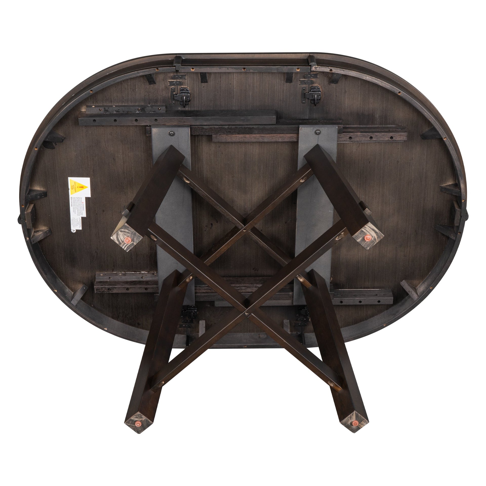 TREXM Farmhouse Round Extendable Dining Table with 16