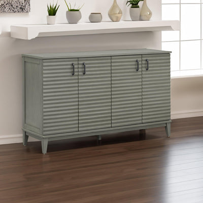 TREXM side panel with 4-door large storage buffet, adjustable shelves and metal handles (antique gray)