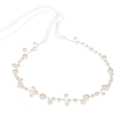 Bride Wedding Hair Accessories Simple Pearl Soft Chain Headband