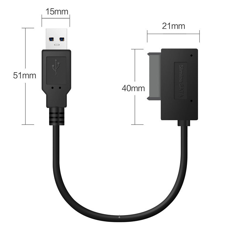 Notebook optical drive cable SATA to USB adapter cable 6+7P SATA to USB 2.0 easy drive cable adapter box
