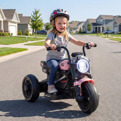 6V Kids Electric Motorcycle with LED Headlight and Music for Toddlers Aged 3-5-Pink