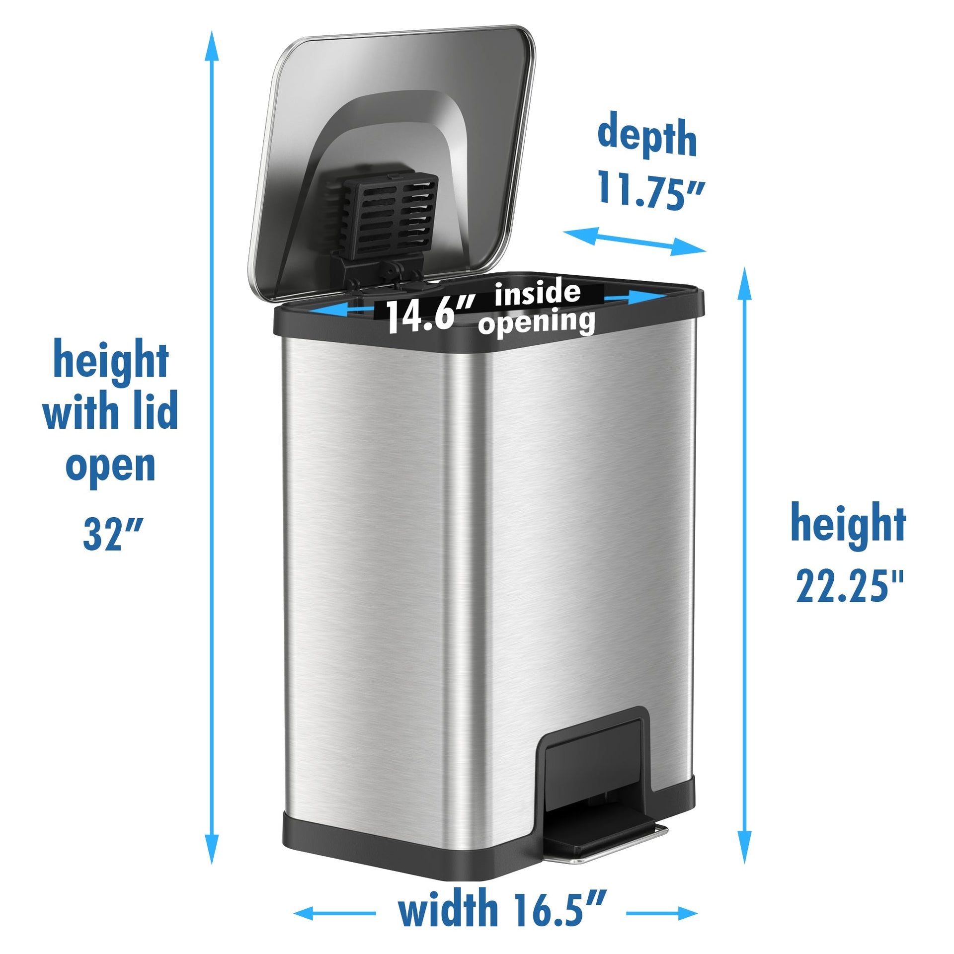 13 Gallon AirStep Step Pedal Trash Can