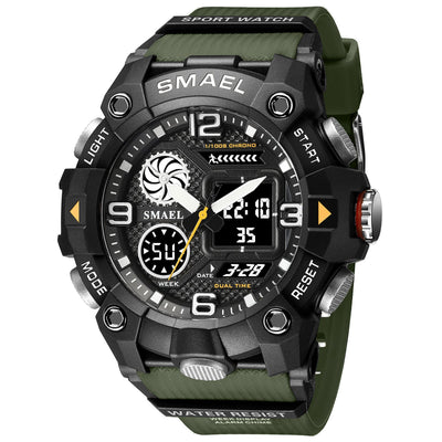 Sport Watch For Men WIth Dual Time Waterproof 50M Miliatry Watches Chronograph Alarm Army Wristwatch