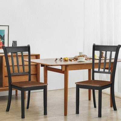 2 Pieces Solid Whitesburg Spindle Back Wood Dining Chairs-Black