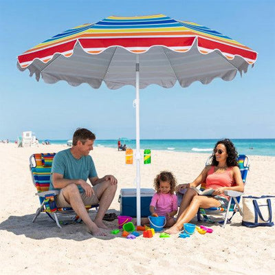6.5 FT Beach Umbrella UPF 50+ with Sand Anchor for Garden Pool Backyard-Multicolor