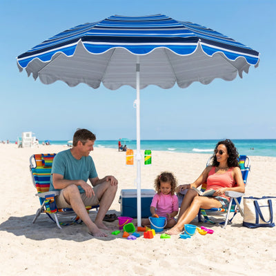 6.5 FT Beach Umbrella UPF 50+ with Sand Anchor for Garden Pool Backyard-Navy