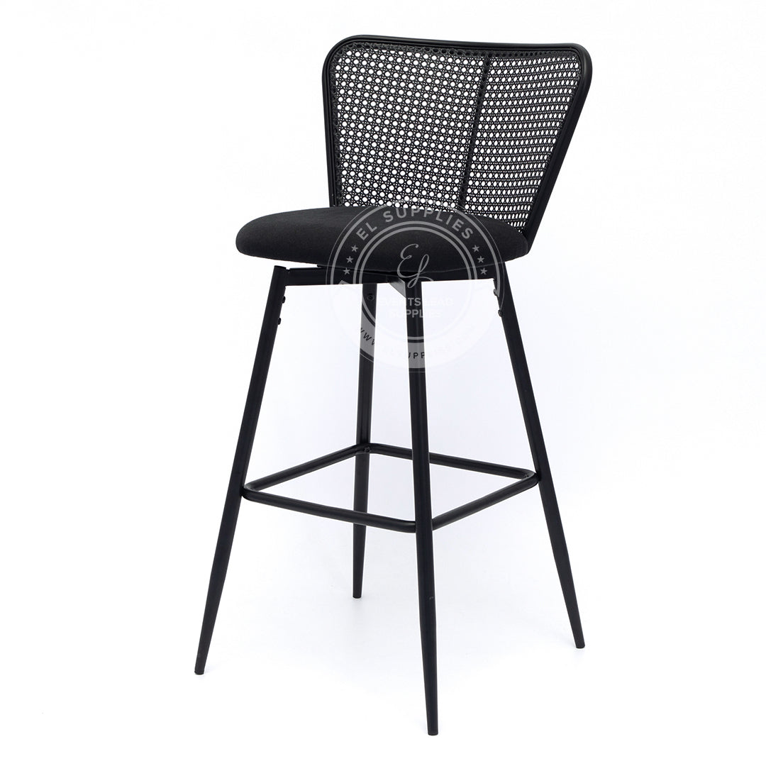 MEKNES Black Rattan Swivel Barstool