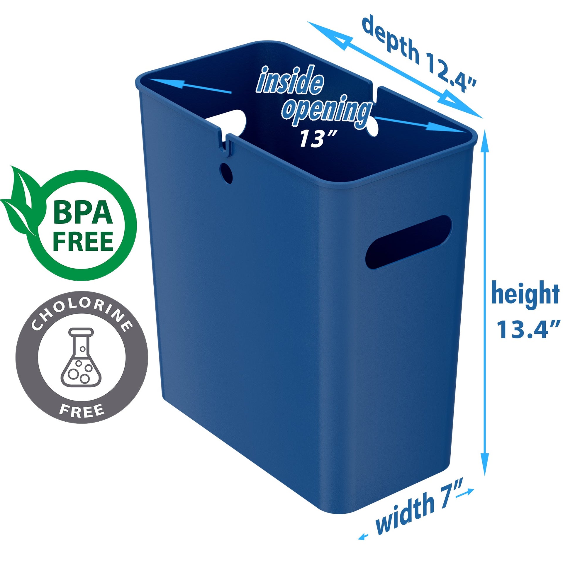 4.2 Gallon / 16 Liter SlimGiant Blue Wastebasket (6-Pack)