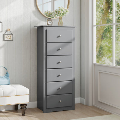 6 Drawers Chest Dresser Clothes Storage Bedroom Furniture Cabinet-Gray