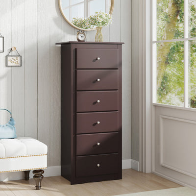 6 Drawers Chest Dresser Clothes Storage Bedroom Furniture Cabinet-Brown