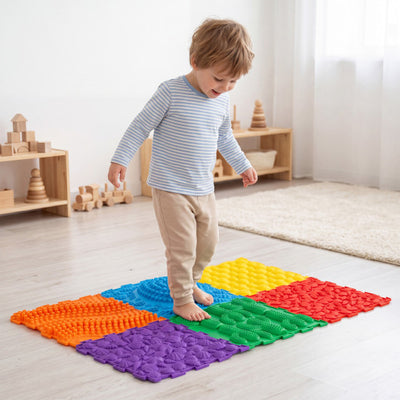 6 PCS Interlocking Sensory Mats with Rich Colors for Kids Adults-Multicolor