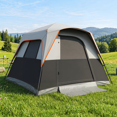 6-Person Outdoor Camping Tent Blackout Easy Setup Instant Cabin Tent with Rainfly and Carrying Bag-Grey