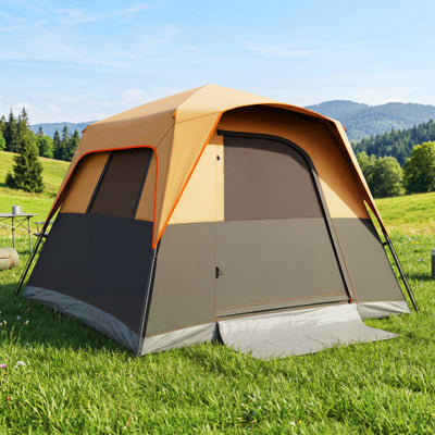 6-Person Outdoor Camping Tent Blackout Easy Setup Instant Cabin Tent with Rainfly and Carrying Bag-Orange