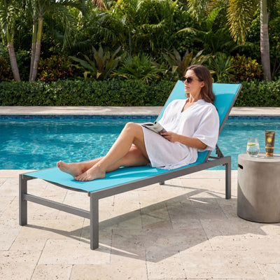 6-Position Chaise Lounge Chairs with Rustproof Aluminium Frame-Turquoise