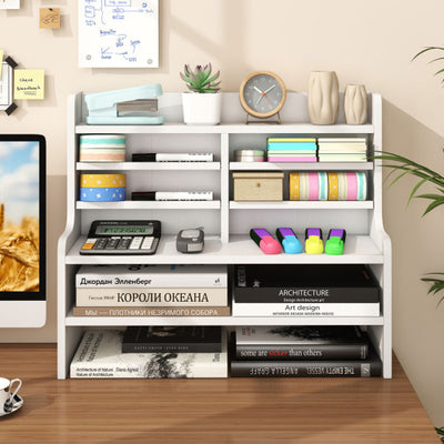 6-Tier Compact Storage Rack with 4 Removable Shelves for Small Spaces Home Office-White