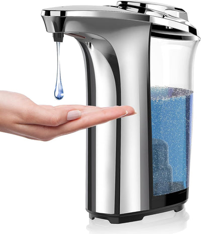 PZOTRUF Automatic Soap Dispenser, Touchless Dish Soap Dispenser 17Oz/500Ml with Infrared Sensor, 5 Adjustable Soap Dispensing Levels, Liquid Hand Dispenser for Bathroom Kitchen Sink (Silver)