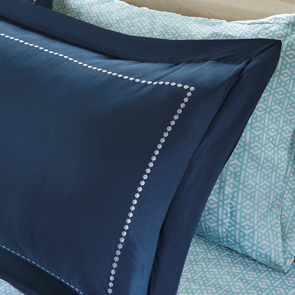 Loretta Boho Comforter Set with Bed Sheets in Navy by Intelligent Design