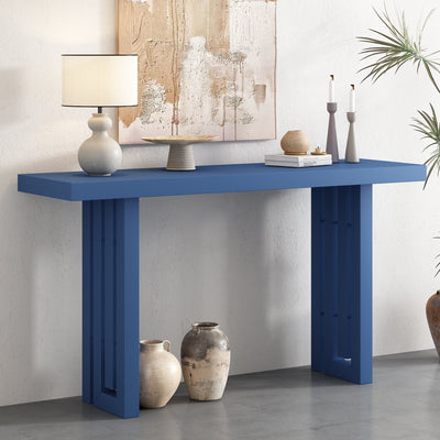 Uniquely Designed Oak Veneer Console Table with Distinctive Side Shapes