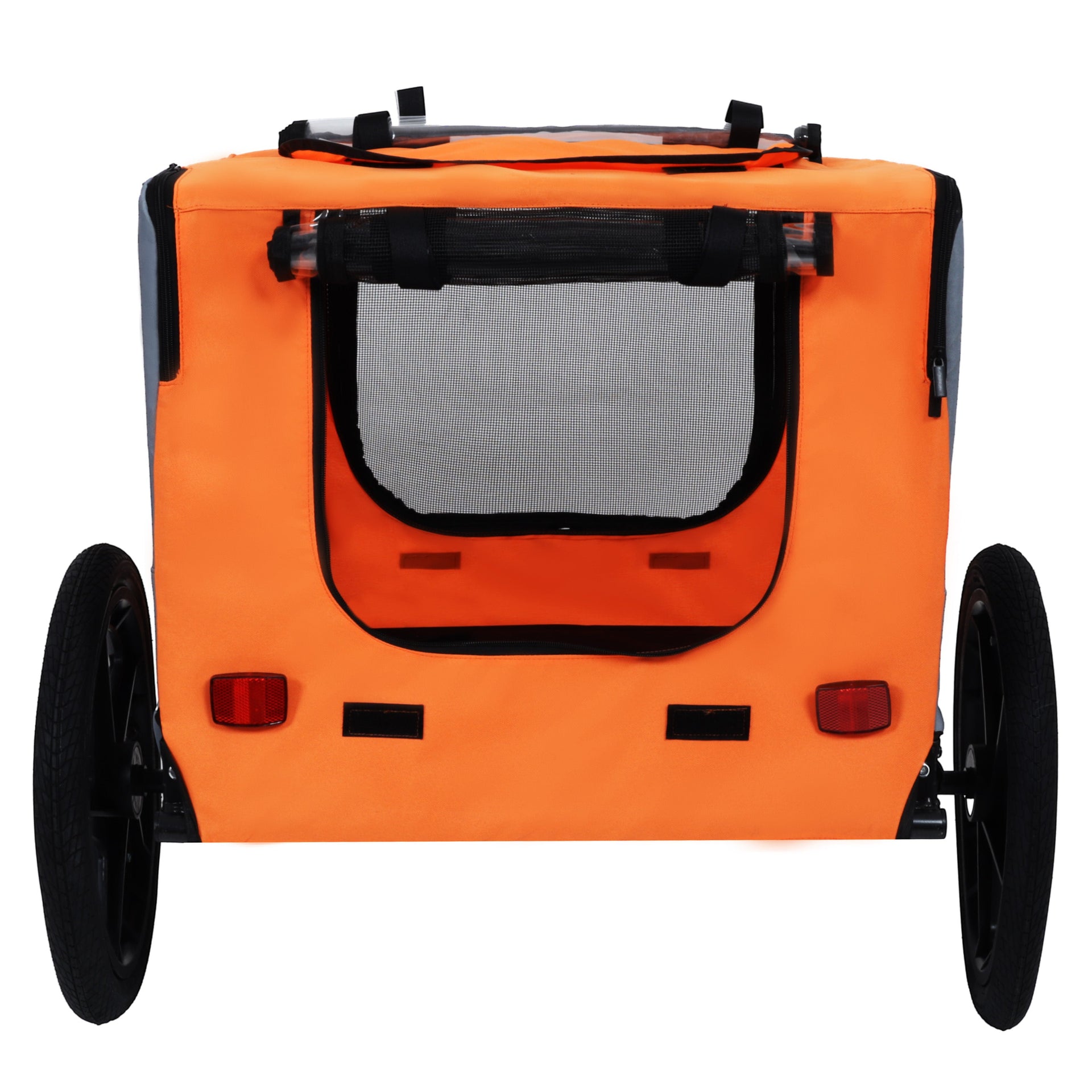 Outdoor Heavy Duty Collapsible Pet Bike Trailer with 16-Inch All-Terrain Wheels & Universal Hitch – Foldable Dog/Cargo Carrier Cart for Bicycles, orange