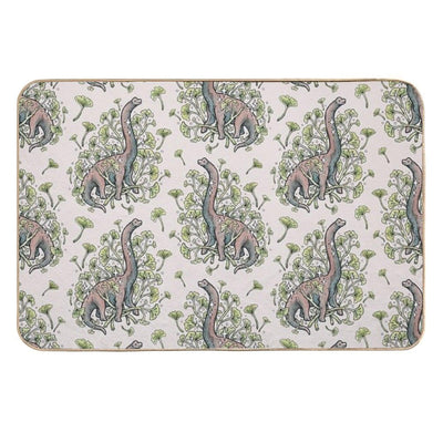 Brachio Ginkgo Calm Color Palette Dinosaur Botanical Art Easy Maintenance Bath Mat