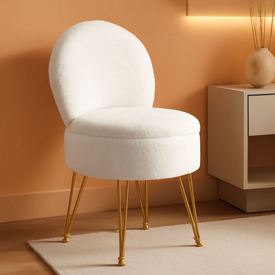 Classic Vanity Stool White 15InchesX15Inches Ottoman