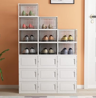 Pack Of 18PCS Moisture-Proof And Dust-Proof Simplicity White Plastic Transparent Thickened Shoe Storage Boxes