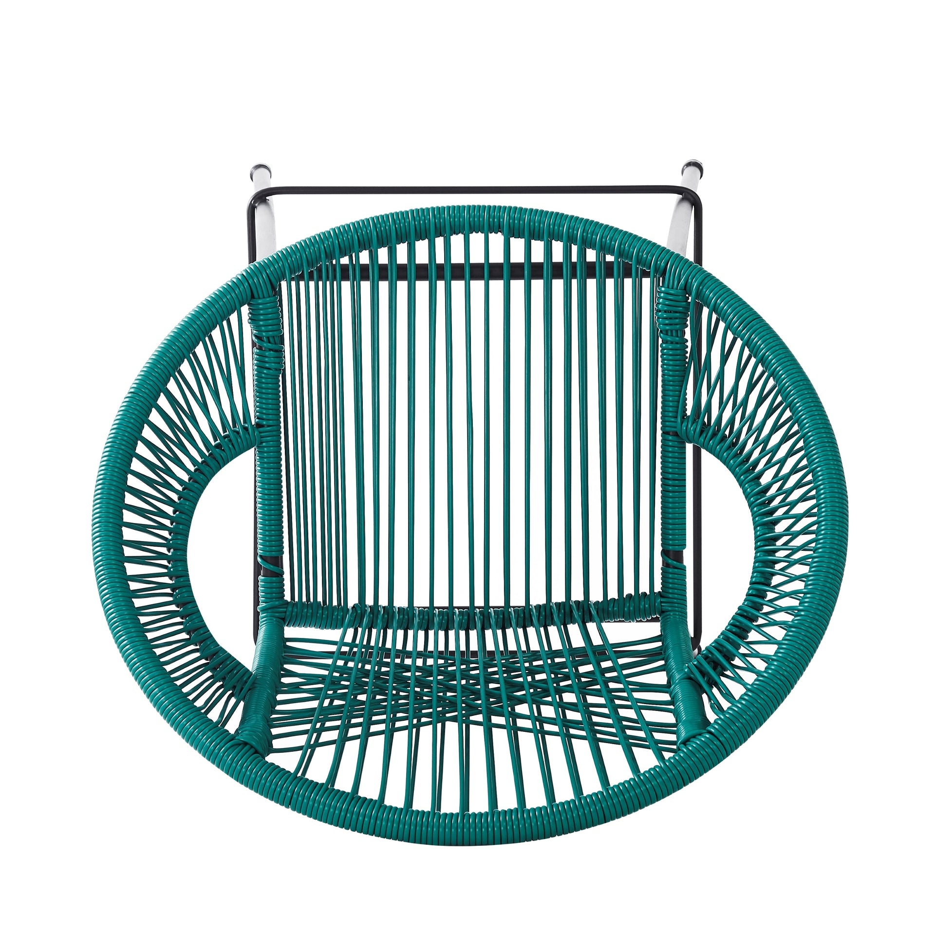 Ferrara Outdoor Patio Teal Faux Wicker Barstool Set, Durable PE Material, Ergonomic Design, Teal Wicker with Black Frame