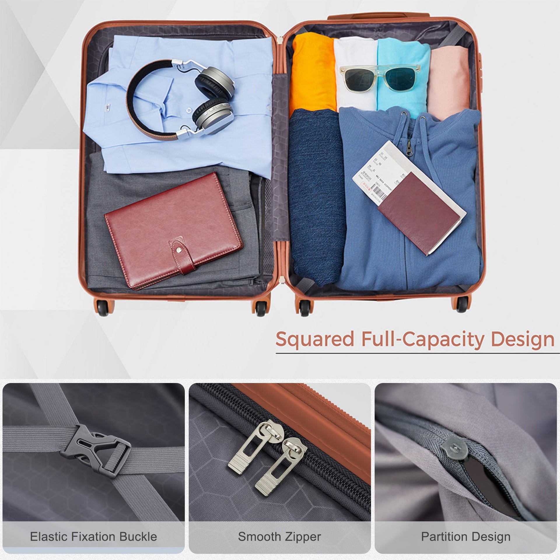 5-Piece Luggage Set with Expandable Travel Bag - Includes 16