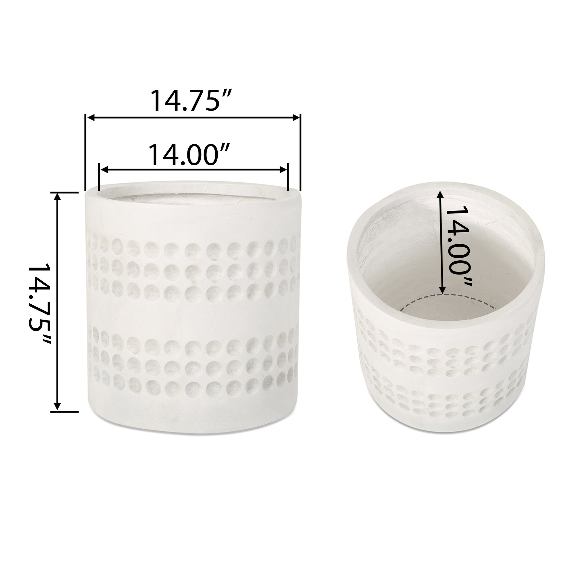 14.75-inch Cube Antique White MGO Planter
