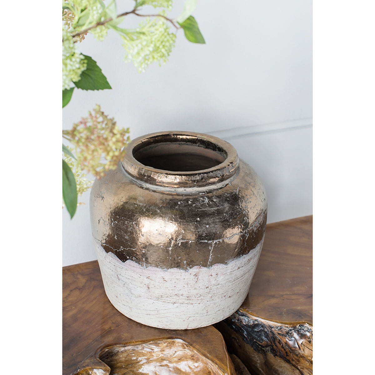 13x13x11' Round Sienna Brown Ceramic Accent Vase