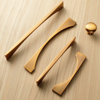 6PCS Set Nordic Modern Glam Brushed Bronze Drawer Knobs Kitchen Door Handles Cupboard Door Handle Cabinet Handles for Furniture Hardware Brushed Brass Handle Modern Minimalist Cabinet Pull Drawer Handle Wardrobe Cabinet Hardware