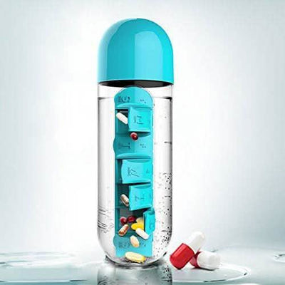 7-Day Pill Tablet Medicine Organizer Water Drink Bottle Holder Box