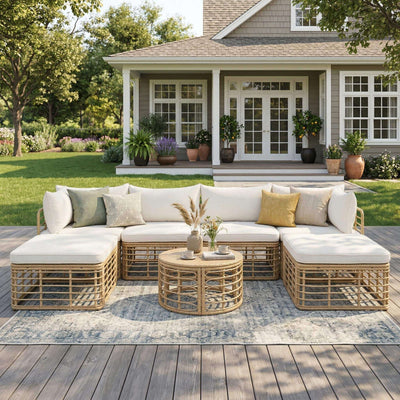 Alora 7-Piece Outdoor All-Weather Rattan Patio Sofa Set With Cushions (SAK47230)