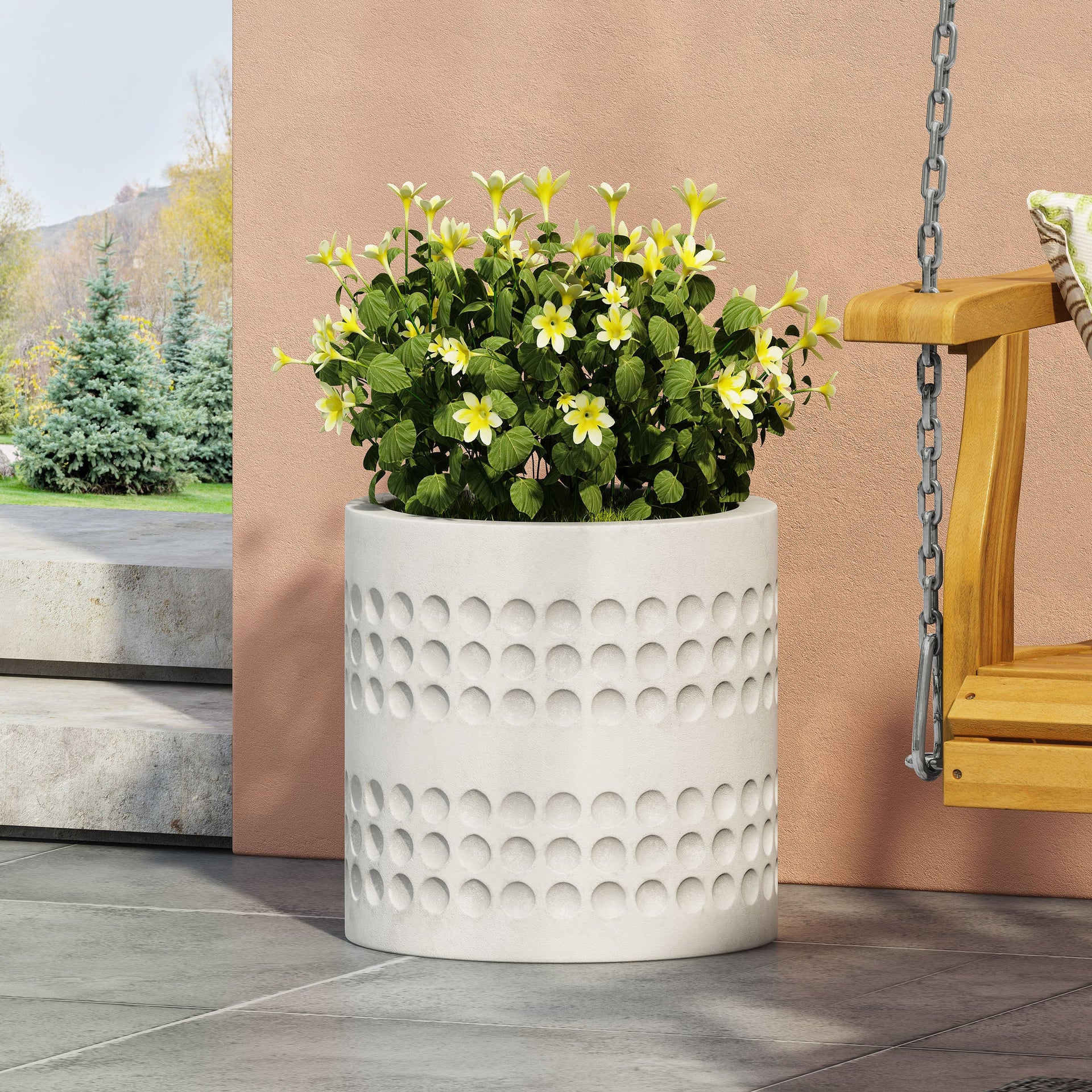 14.75-inch Cube Antique White MGO Planter