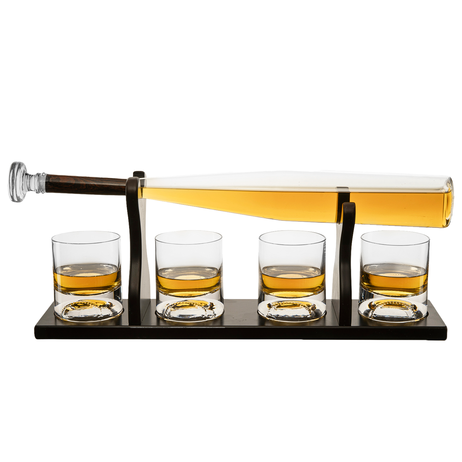 Baseball Bat Whiskey & Wine Decanter 4 Baseball Glasses, Spirits Set - Baseball Coach Gifts, Baseballs Lovers Coaches, Dad, Boyfriend, Brother, Friend Gift - For Whiskey & Wine (Standard Base)