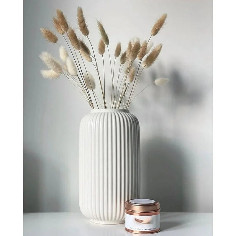 8 Inch White Ceramic Vase for Flowers & Pampas Grass, Simple Modern Decorative Vases for Home Decor Table Centerpieces